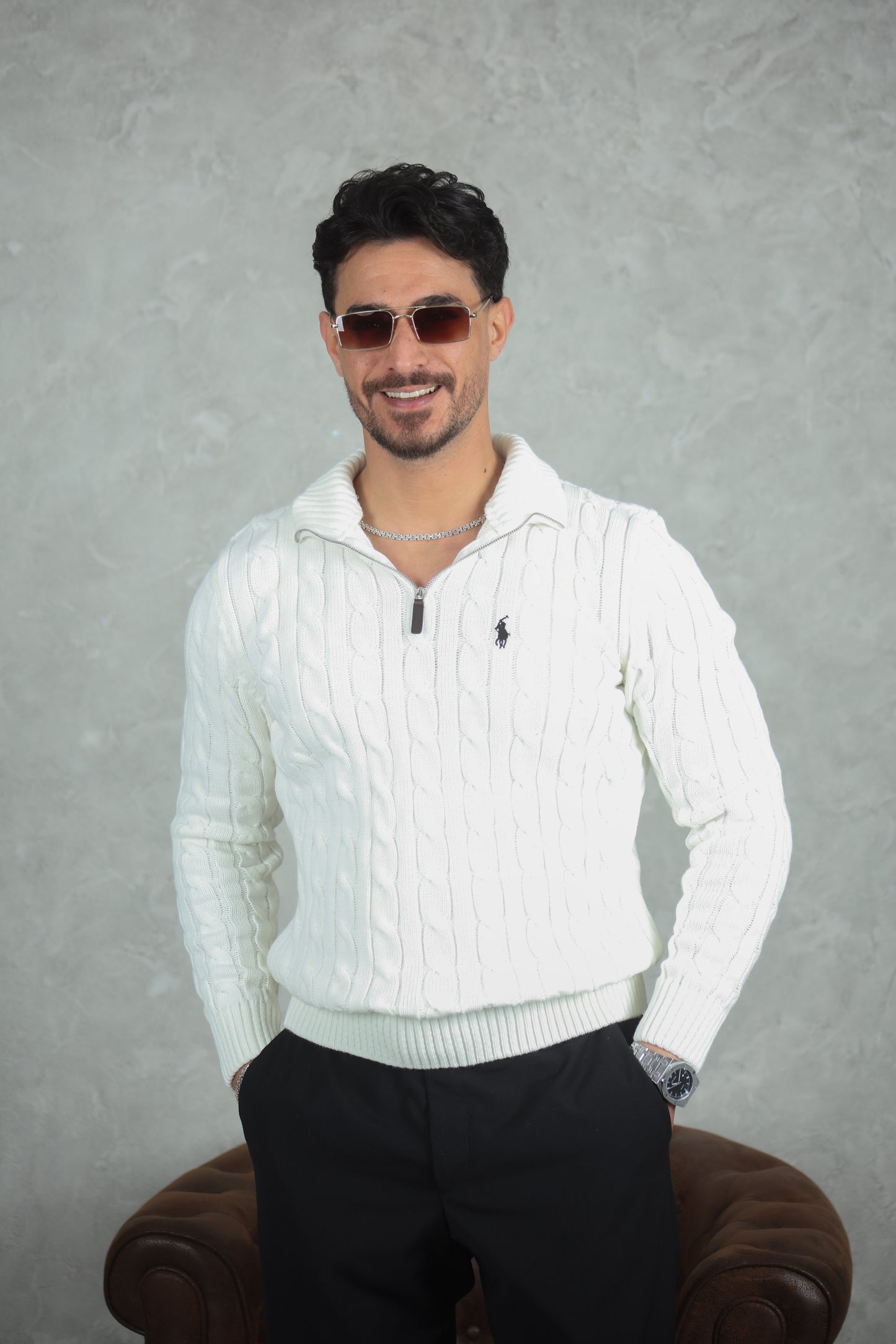 Pull torsadé demi-zippé ralph lauren