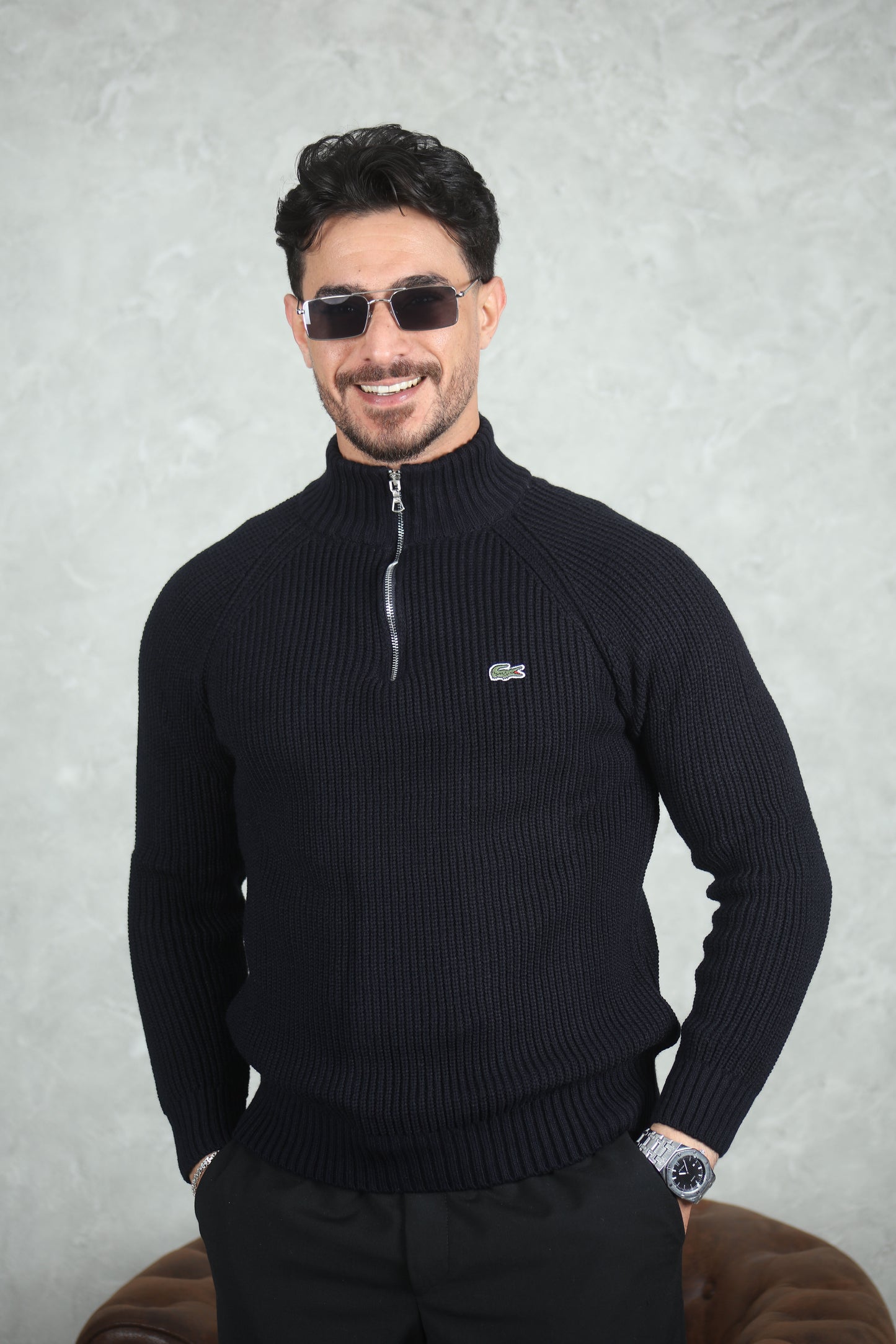Pull torsadé demi-zippé lacoste