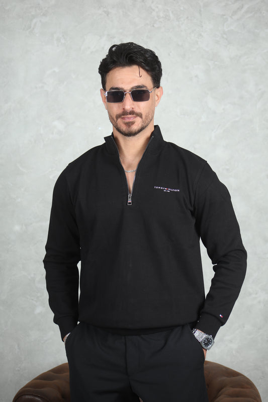 pull zippé à logo brodé Tommy Hilfiger