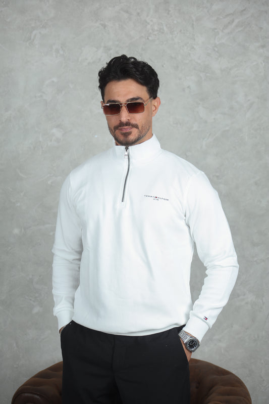 pull zippé à logo brodé Tommy Hilfiger